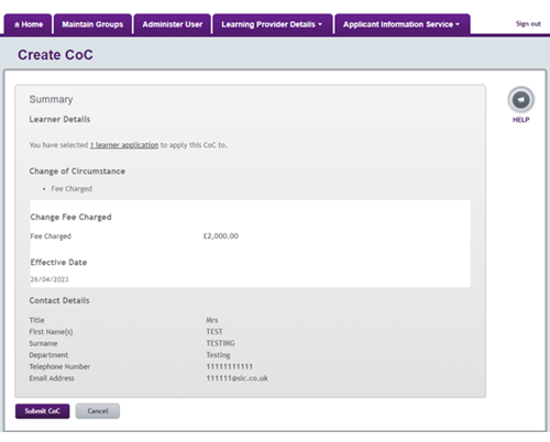 An image of the detailed learner information page in the LP Portal.